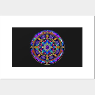 trippy hypnotic flower colorfull strange pattern Posters and Art